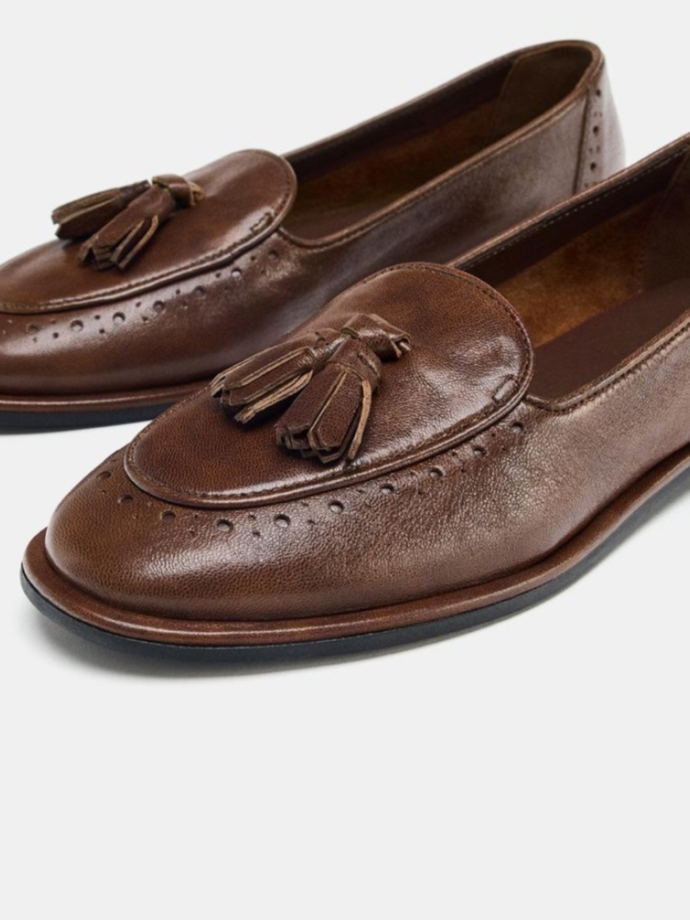 New w tag fall Zara brown loafer with tassel 41 10 womens - Picture 4 of 5